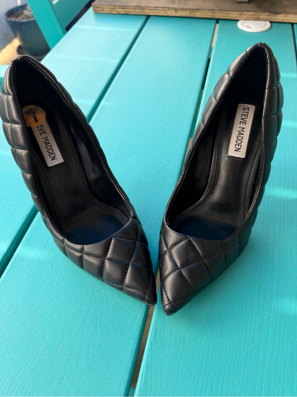 Steve Madden Black Quilted Pointed Stiletto Heels - Picture 4 of 8